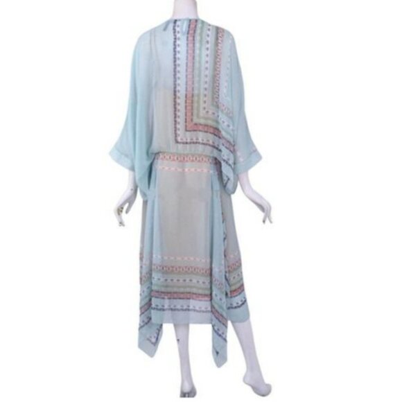 BCBGMAXAZRIA Jaelyn Dress XXS 0 2 Aqua Mist Sheer Flowy Fairy Romantic NWT $368 - Picture 8 of 8